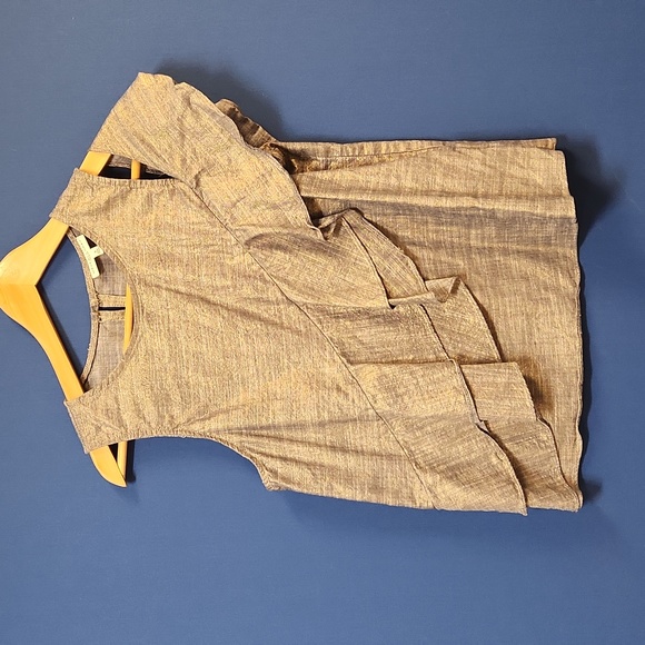 Waverly Grey asymmetrically top, metallic denim, size Small - Picture 2 of 6